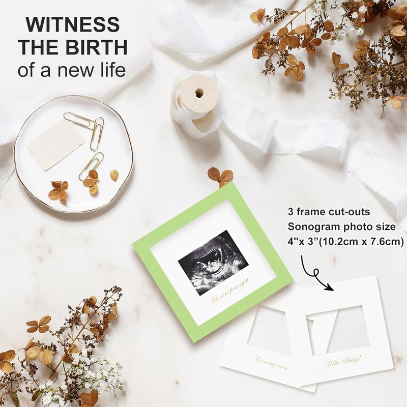 KINLINK Baby Sonogram Picture Frame, Love at First Sight Ultrasound Picture Frame, Pregnancy Gifts for Expecting Mom&Dad, Gender Reveal Party, Baby Keepsake Announcement Light Green - Image 3